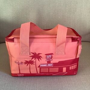Trader Joe's Pink/peach and Red Insulated Lunch Bag NWOT